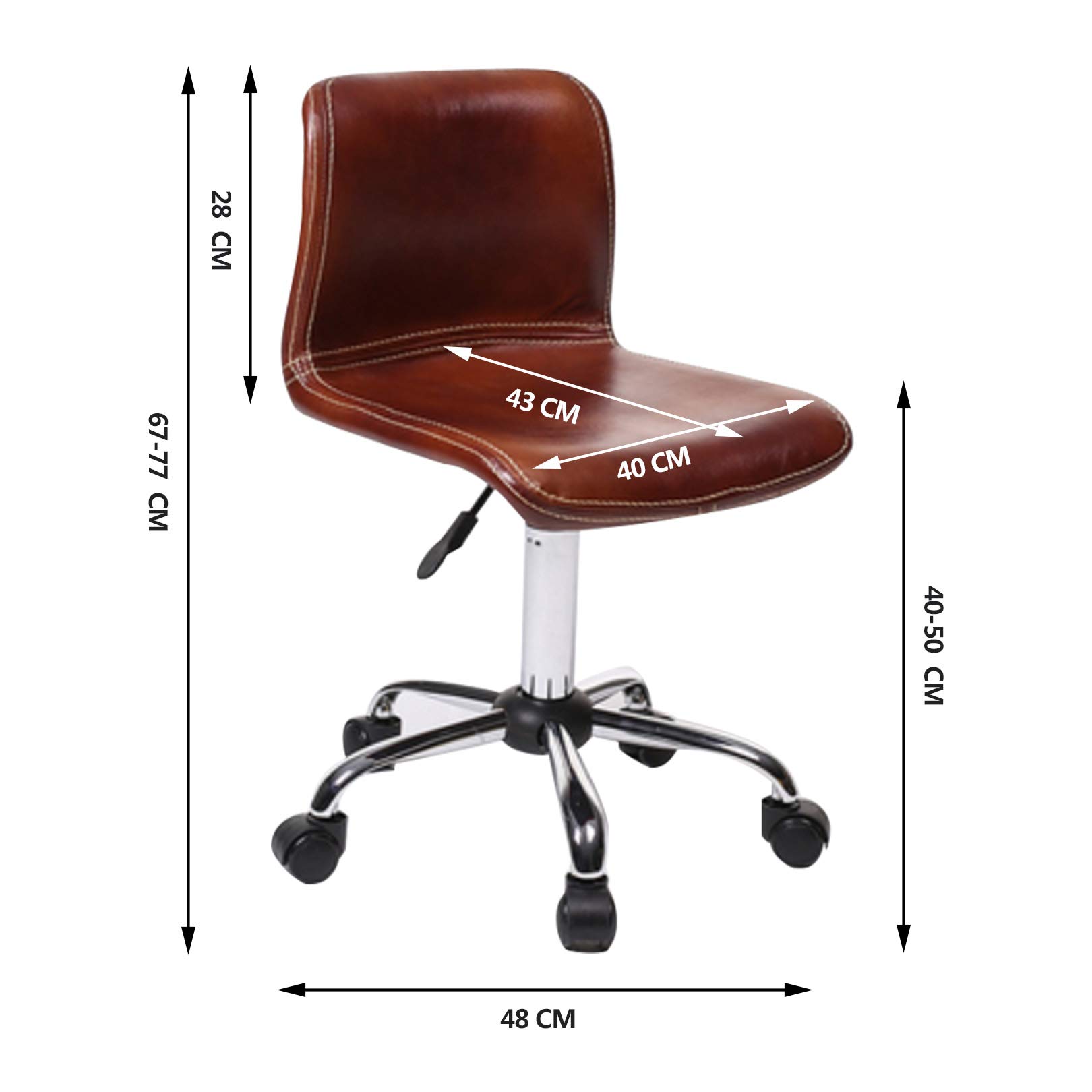 Krzesło do sypialni, biurko, ergonomiczne krzesło bez podłokietników, obrotowe krzesło biurowe ze sztucznej skóry, regulowane krzesło do domowego komfortu, nośność 150 kg