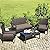 Toolsempire Outdoor Conversation Set 4 Pieces Patio Furniture, Wicker Patio Chair Sofa Set with Water-Resistant Dark-Brown Cushion & Tempered Glass Table for Backyard, Balcony, Porch(Brown)