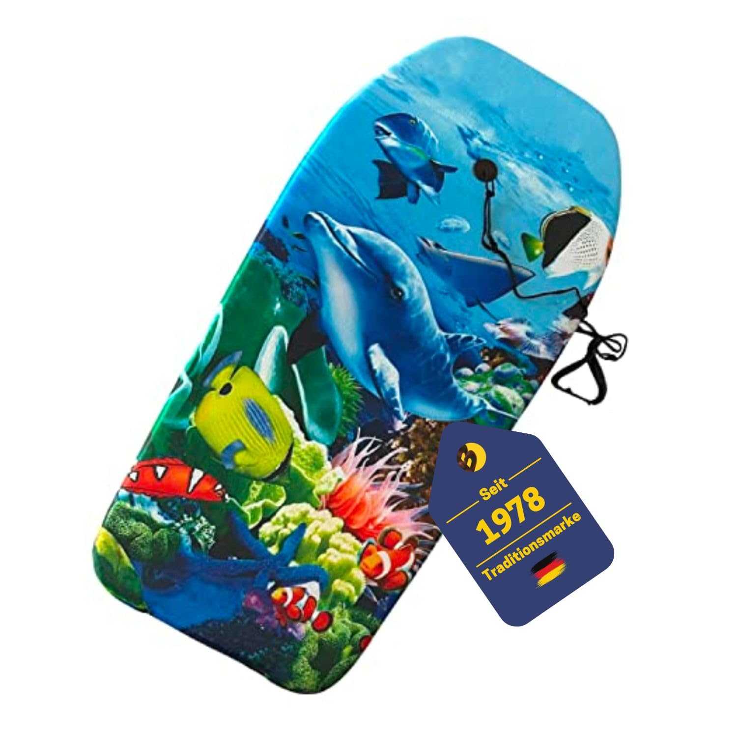 BEST SPORTING Bodyboard Kinder – Leichtes Surfbrett für Strand, Meer & Schwimmbad | 92 x 46 x 5 cm | In verschiedenen Designs | Inkl. Leash für sicheren Halt