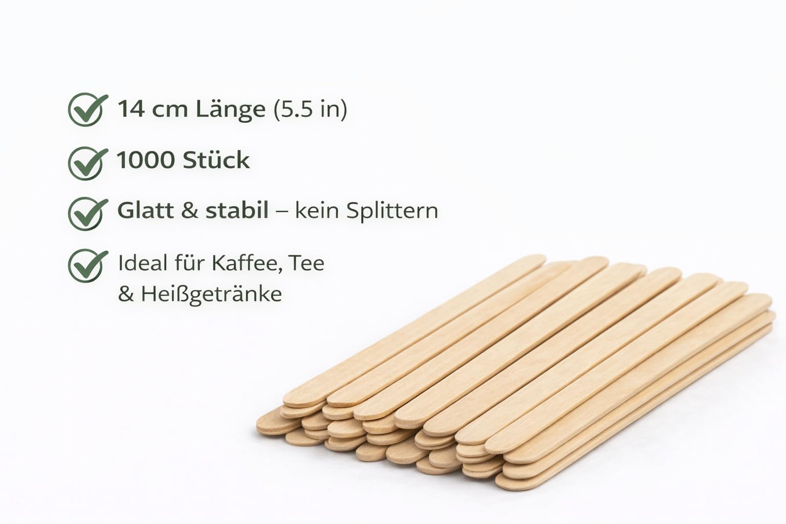 Rührstäbchen Holz 20000 Stück – 14 cm Holzrührer aus Birkenholz – Rührstäbchen für Kaffee, Tee & Heißgetränke – Einweg Kaffeerührer für Gastronomie, Büro, Café & To-Go