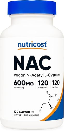 Vista 10 de Nutricost N-acetil L-cisteína (NAC) 600 mg, 240 cápsulas vegetarianas - Vegano, sin OMG, sin gluten