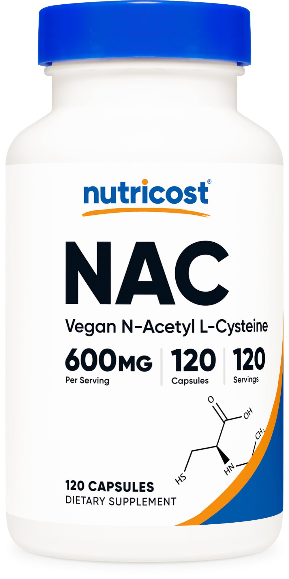 N-Acetyl L-Cysteine (NAC) 600mg, 120 Vegetarian Capsules - Non-GMO, Gluten Free, Vegetarian Caps