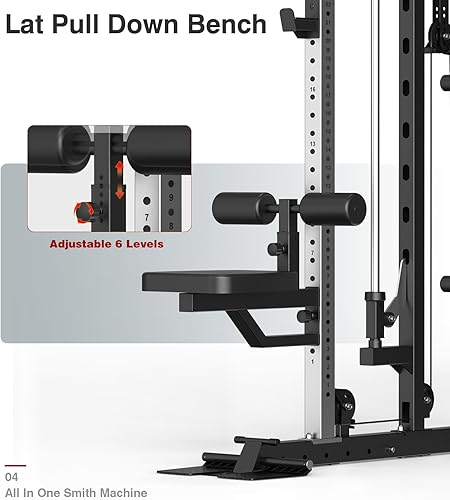 Miniatura 4 de DONOW Smith - Máquina con pilas de pesas, sistema de gimnasio en casa multifunción, jaula de potencia, estante para sentadillas, máquina cruzada de