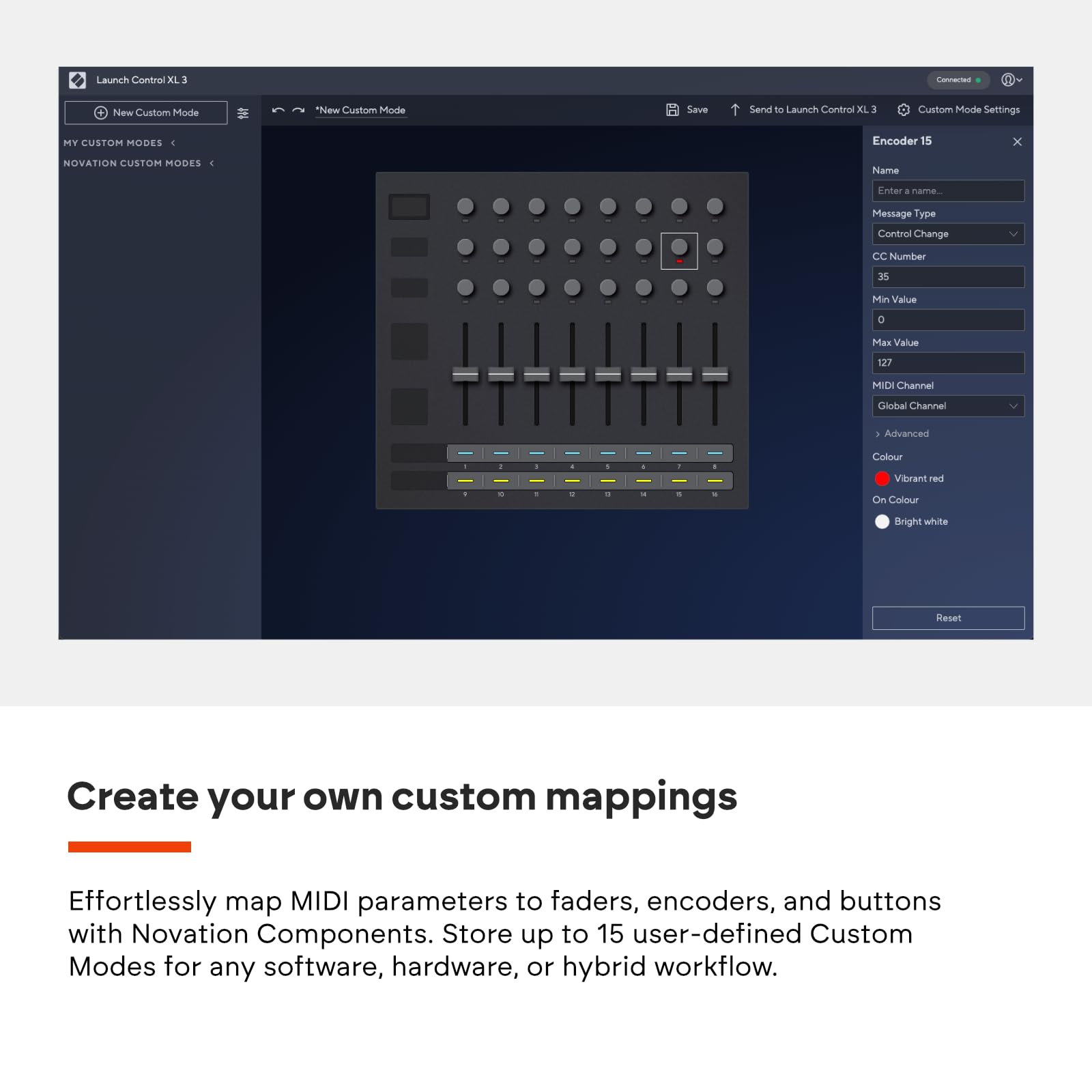 Novation Launch Control XL 3 – surface de contrôle et de mixage MIDI alimentée en USB pour les STAN et le matériel, avec 8 faders, 24 encodeurs sans fin, des entrée/sorties MIDI et un bundle logiciel