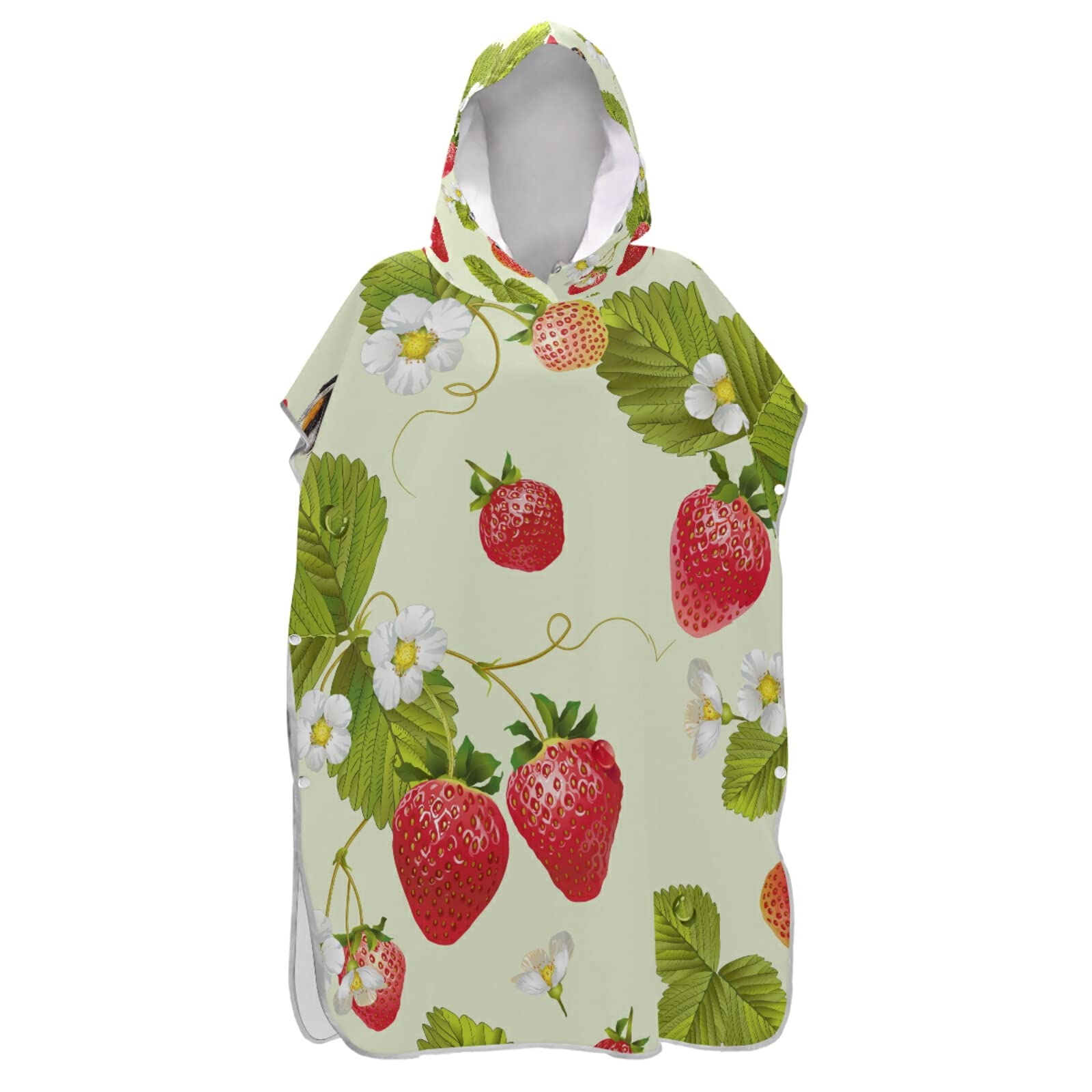 Rot Surf-Poncho mit grünen Blättern mit weißen Blumen in Hellgrün für Erwachsene mit Kapuze und Tasche, schnelltrocknend, Mikrofaser-Handtuch für Bad, Strand im Freien