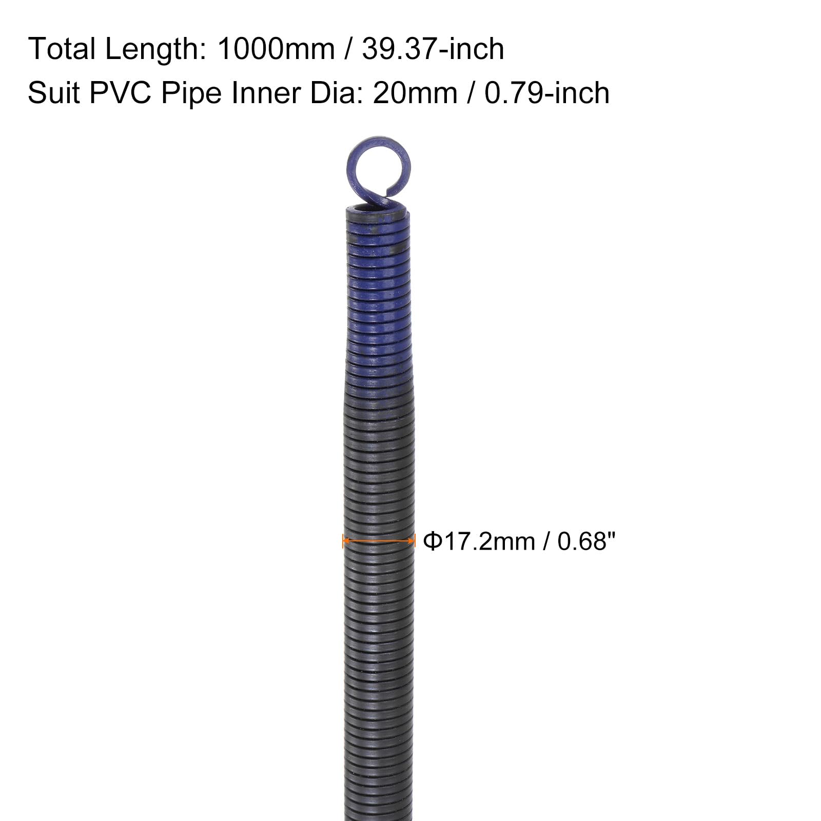 HARFINGTON PVC Pipe Bending Spring 17.2mm OD 1000mm Long Tube Bending Spring Pipe Bender Spring PVC Pipe Bender for PVC Pipe Bending Devices in Home Hydropower, Blue