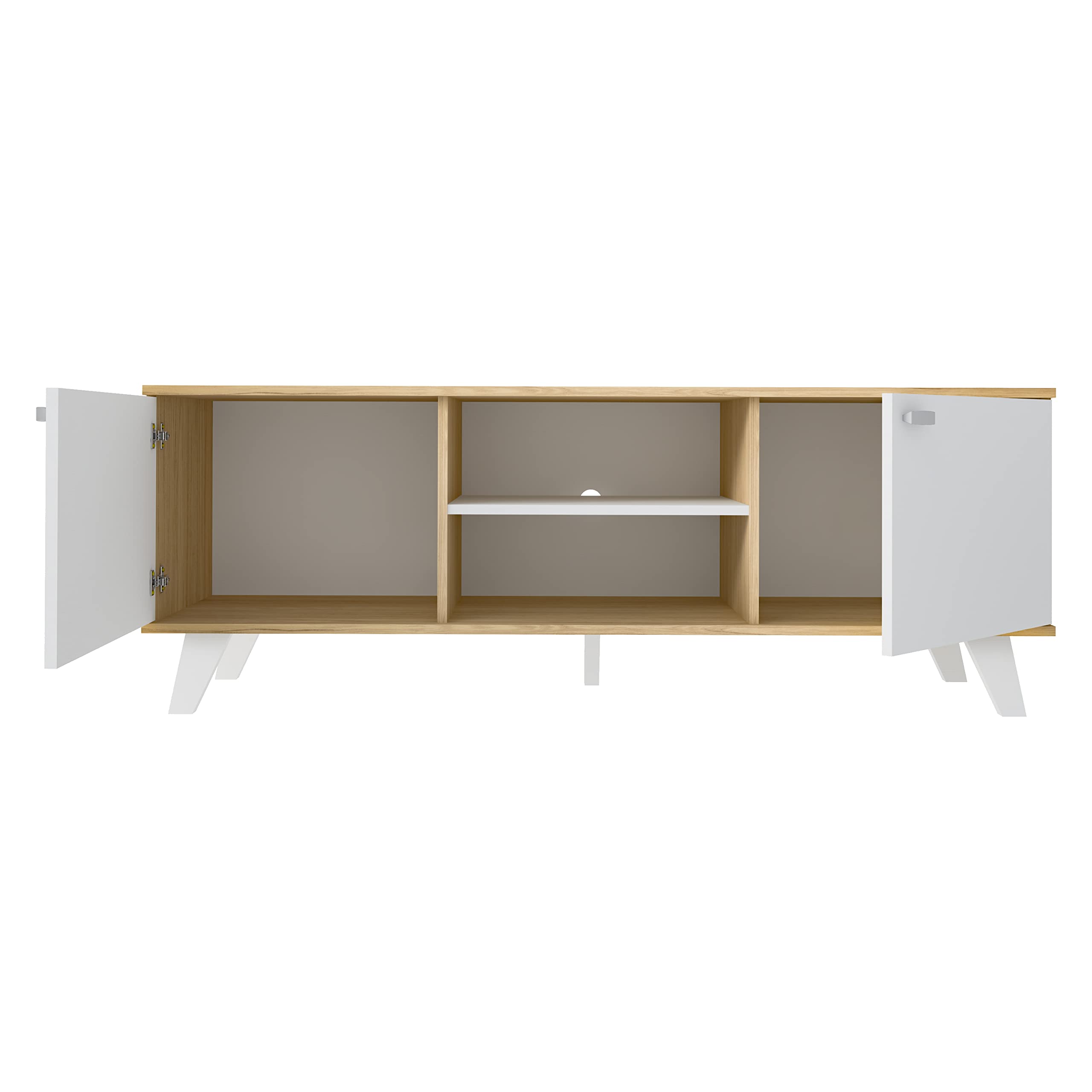 MOMMA HOME Lot de 2 meubles de salon : meuble TV et table basse finition chêne et blanc MDF, ensemble salle à manger