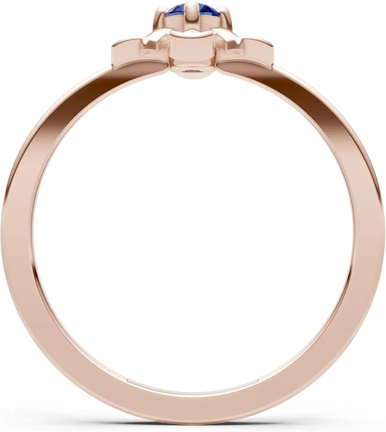 PEORA Round Cut Blue Sapphire Stackable Band Available in Solid 10K, 14K or 18K Ring – White, Yellow or Rose Gold
