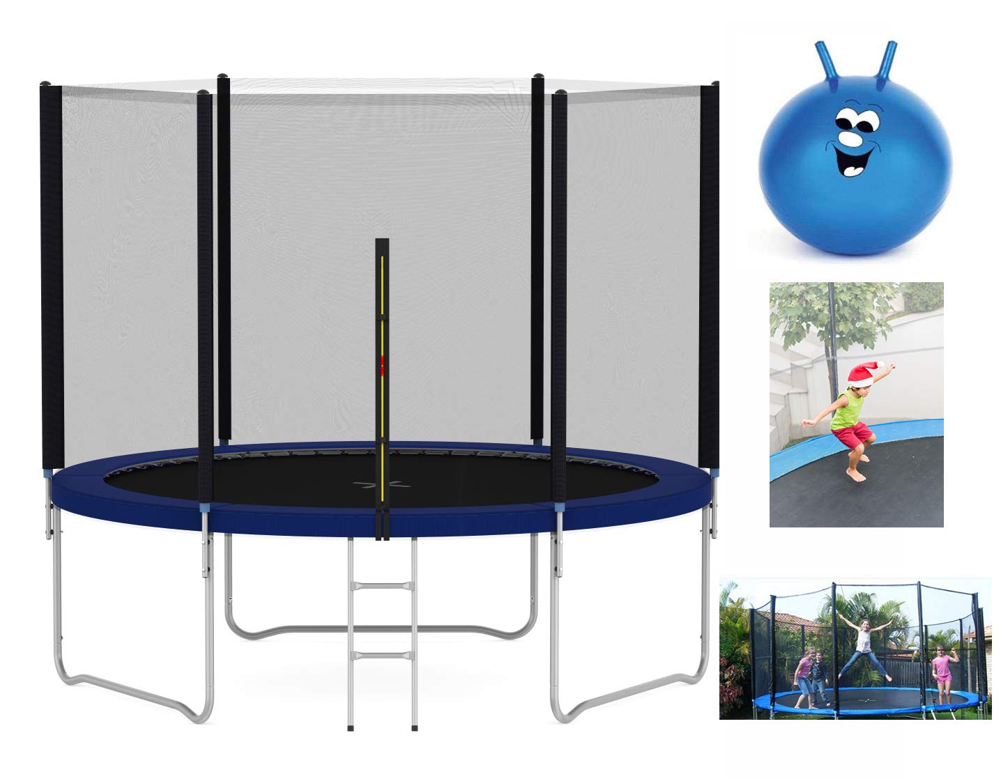 mcc direct Heavy Duty Trampoline 6FT 8FT 10FT 12FT 14FT Outdoor Trampoline with Enclosure Net for Kids Spring Cover Ladder FREE Space Hopper