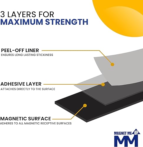 Miniatura 7 de Magnet Me Up Cinta magnética flexible autoadhesiva 1 pulgada de ancho 16 pulgadas de grosor rollo magnético de 10 pies de largo con respaldo