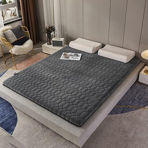 KKCD Colchón de futón suave japonés plegable para suelo colchón enrollable tatami cubrecolchón de cama individual doble portátil para viajes