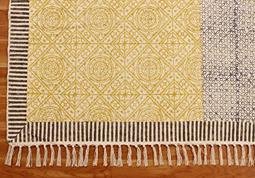 Tapis de salle de bain bohème en coton jaune, le cadeau pour maman idéal - 6