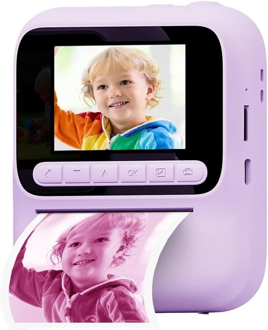 Kids Instant Digital Camera 2.4 Inch IPS Screen 8X Zoom Mini Single Color Print Camera for Kids 3-12 Years Birthday Gifts(Purple)