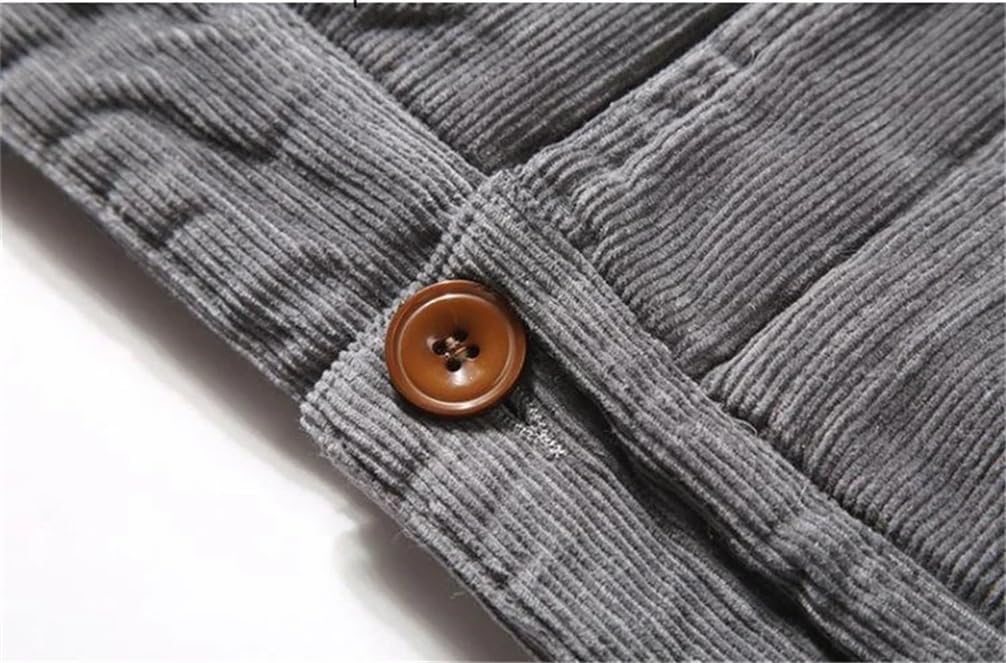 REHJJDFD Men's Winter Plus Velour Jacket Corduroy Tooling Casual Parka Jackets Solid Color Cotton Jackets