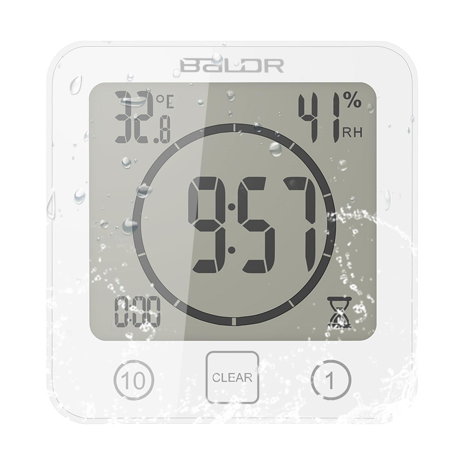 Reloj de baño Reloj de Pared de la Ducha de baño Digital con Alarma Pantalla de Temperatura de Humedad Pantalla LCD Grande Temporizador de Ducha de Cuenta Regresiva