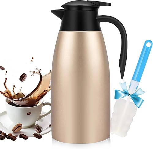 Jarras térmicas de café de 68 onzas para mantener el calor, jarra térmica de acero inoxidable de 2 litros, jarra aislada al vacío de doble pared