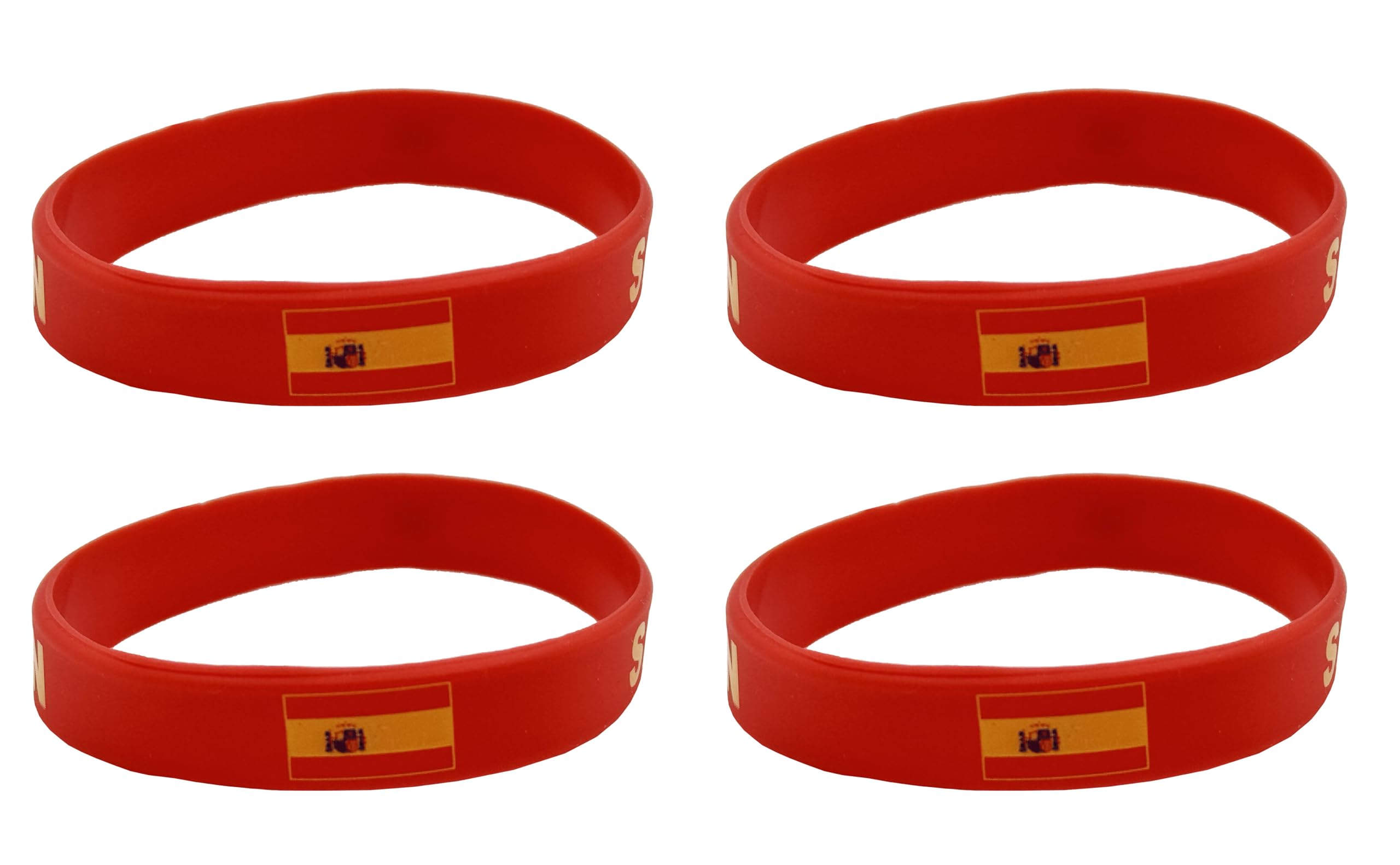 LLBFHH 4 Pcs Spain Spanish Country Flag Rubber Bracelets, National Flag Silicone Bracelet, Rubber Wristbands Patriotic Decorations Gift, Polyester