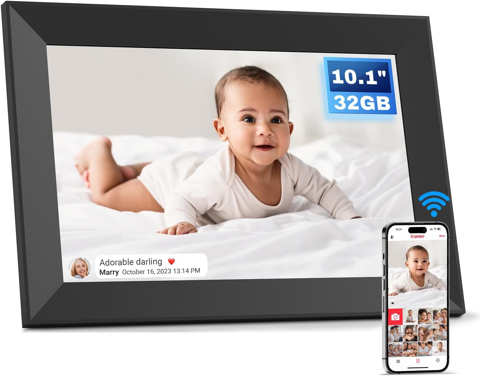 Frameo 10.1 Inch Smart WiFi Digital Photo Frame, Auto