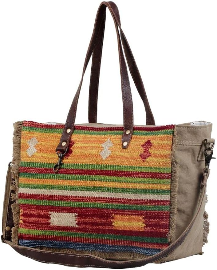 Myra Bag Technicolor Weekender Bag Upcycled Cotton & Hair Leather S-3043