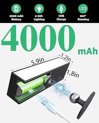 Miniatura 2 de Juego de 2 apliques de pared recargables que funcionan con pilas, lámparas de noche montadas en la pared, extraíbles con rotación de 360, luces de