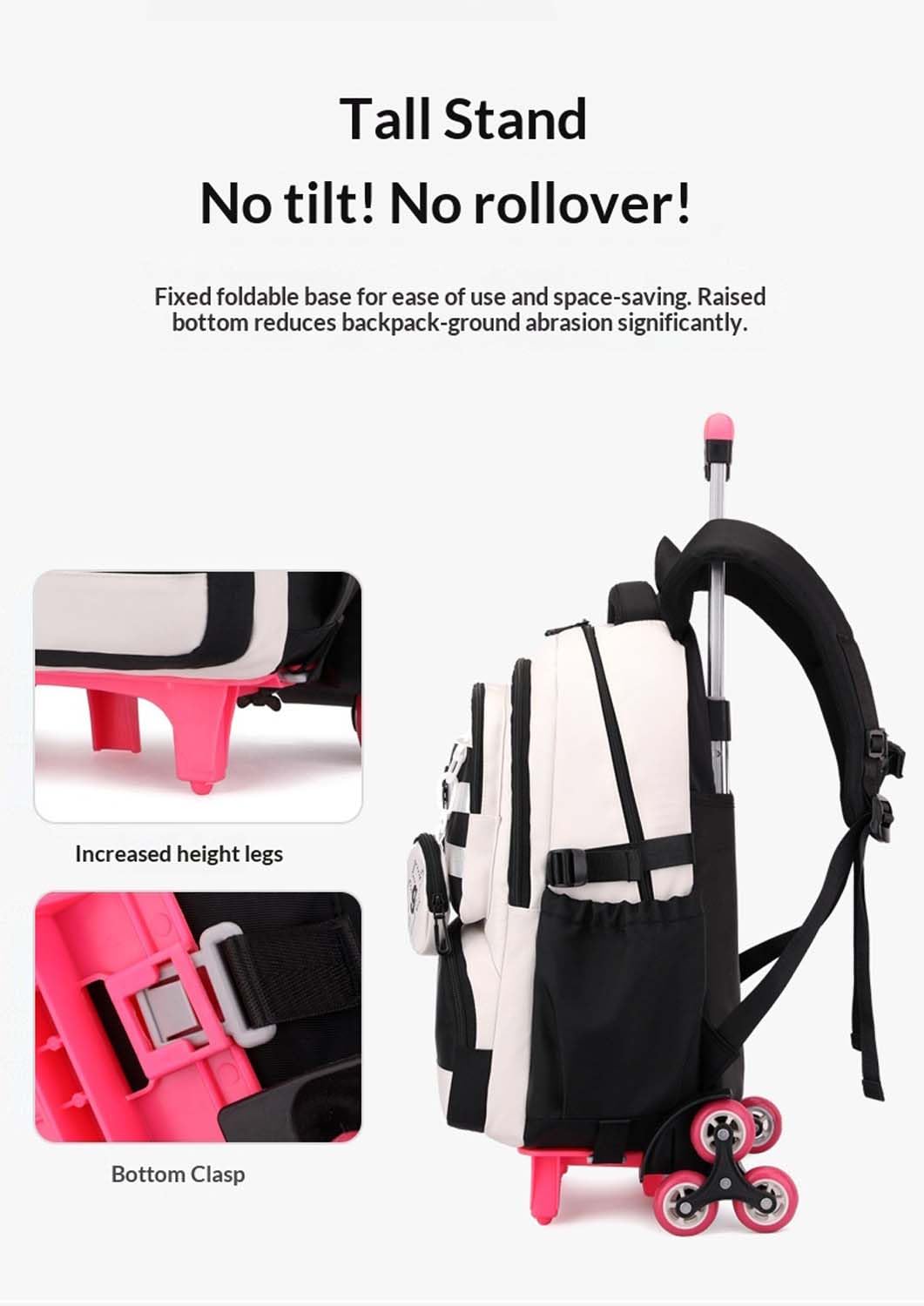 Kinder Schulrucksack Trolley für Mädchen Jungen, 30L Schulranzen Wasserdichter mit Rollen,Abnehmbar Trolley Schultasche Mädchen für Grundschule Sekundarstufe Lässiger Ranzen mit 6 Räder