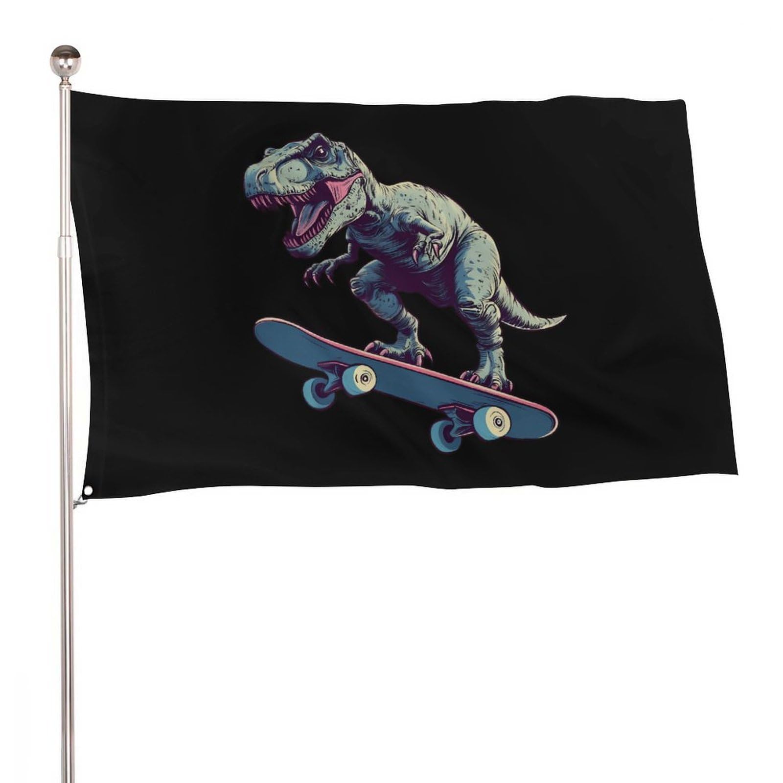 Bandera de dinosaurios en monopatín para decoración exterior de jardín y patio infantil