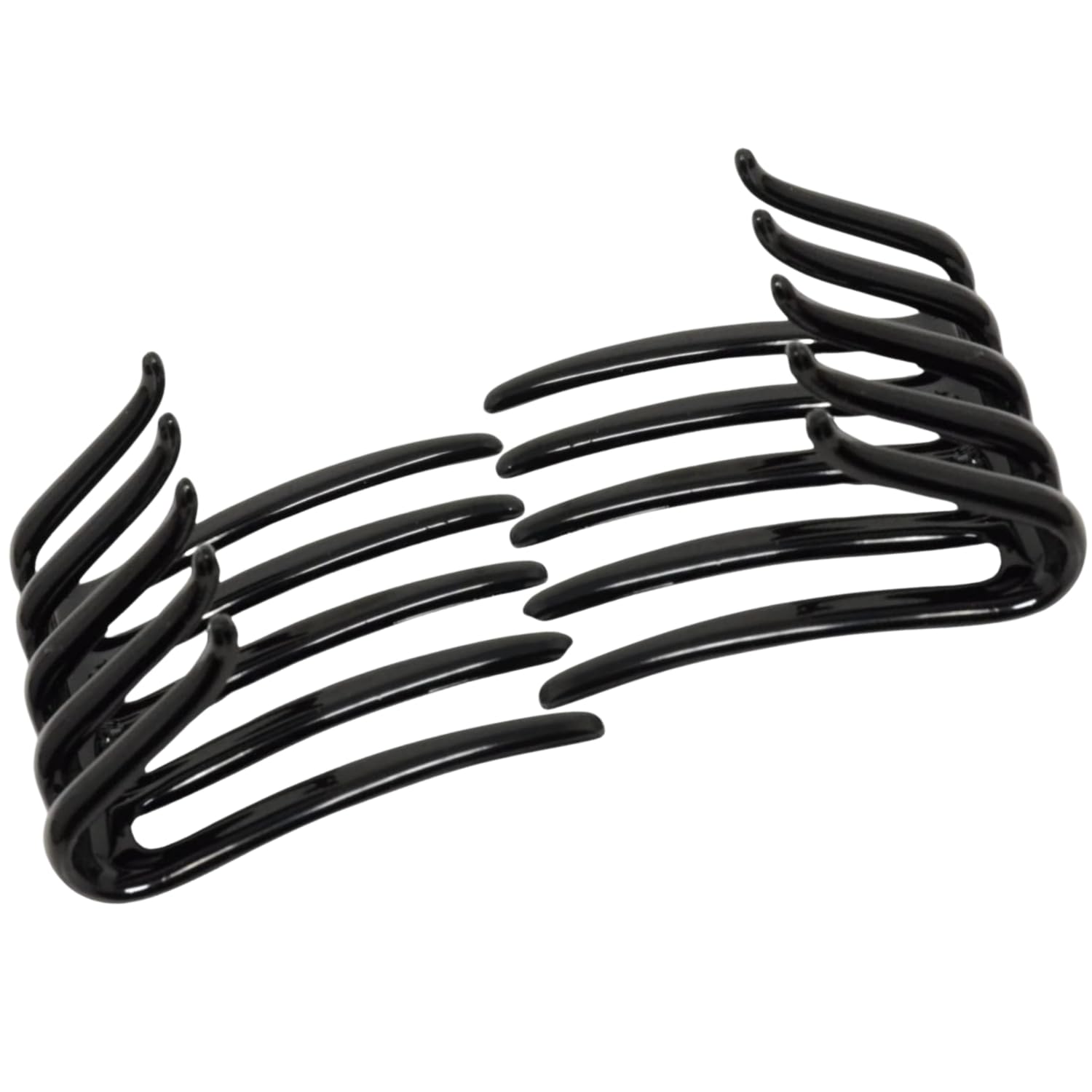Parcelona French Crab Interlocking Glossy Black 2 1/4" Side Comb Clips