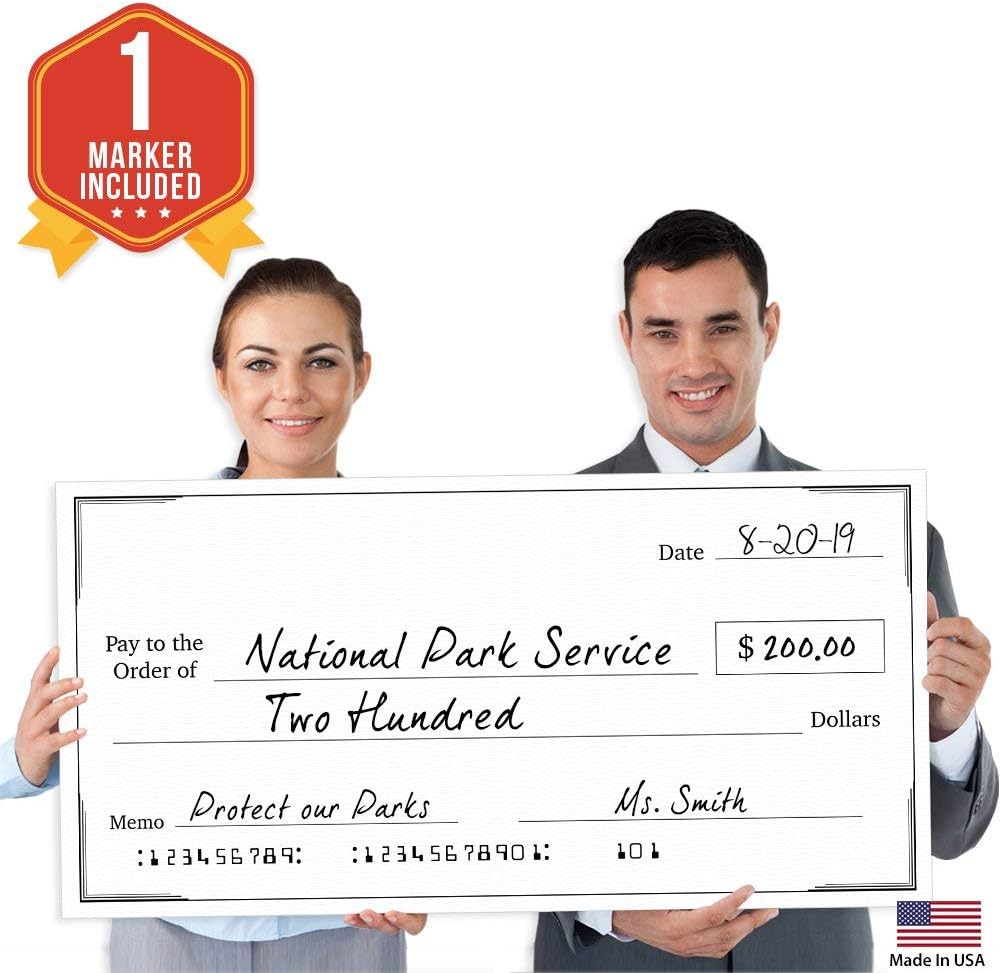 Giant Fake Check for Endowment Award - 16" x 32" - Large Novelty Presentation Checks Plaque - Blank Big Reward Prize Spin Wheel Donation - Raffle Fundraising Winners Celebration : Office Products