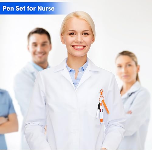 Miniatura 4 de Sherr 25 juegos de mini rotuladores para enfermera, incluyendo bolígrafos retráctiles, marcador permanente, llavero de enfermería, insignia de