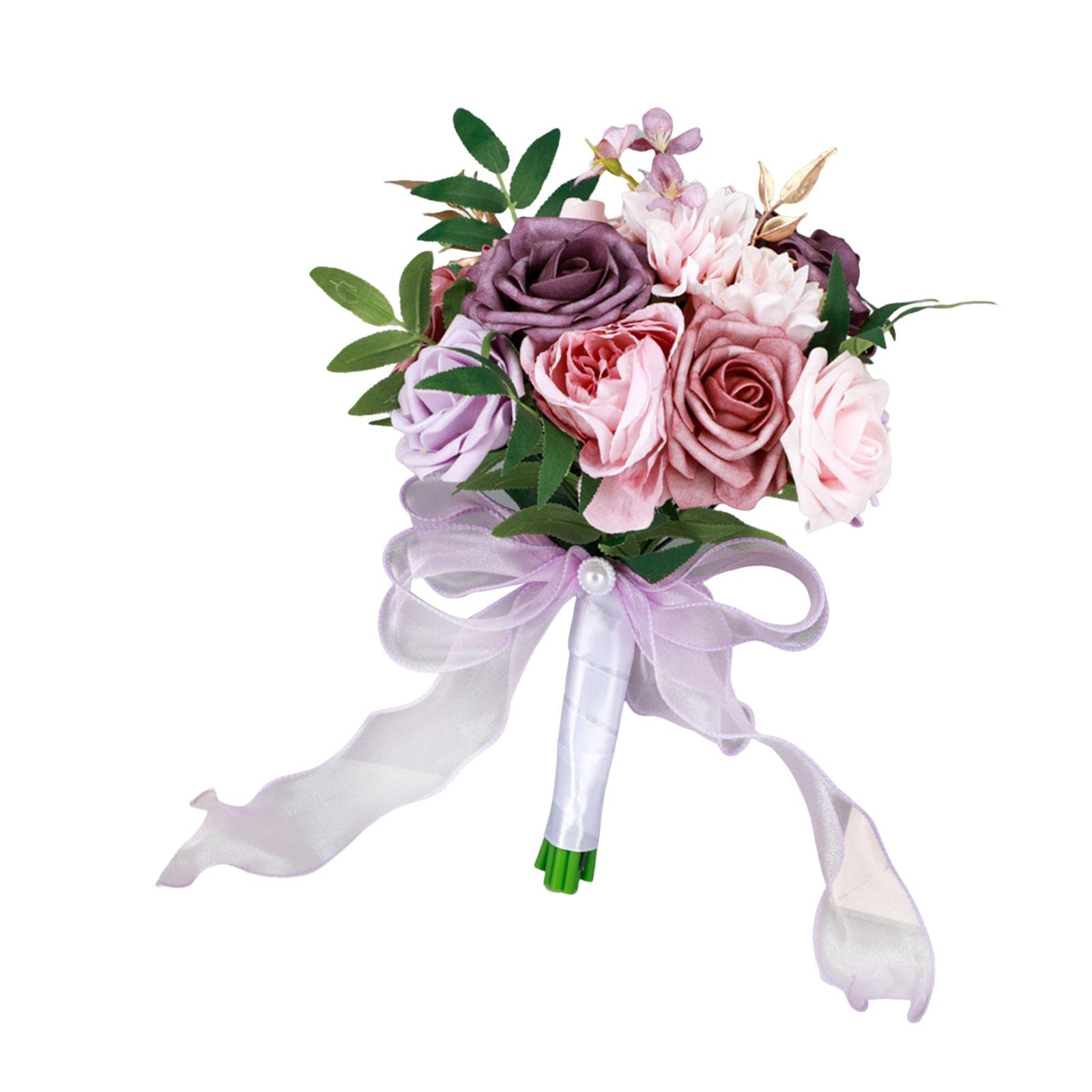 HIFRQVVC Wedding bouquets with handles, Bridal Bouquet For Wedding Pink Violet