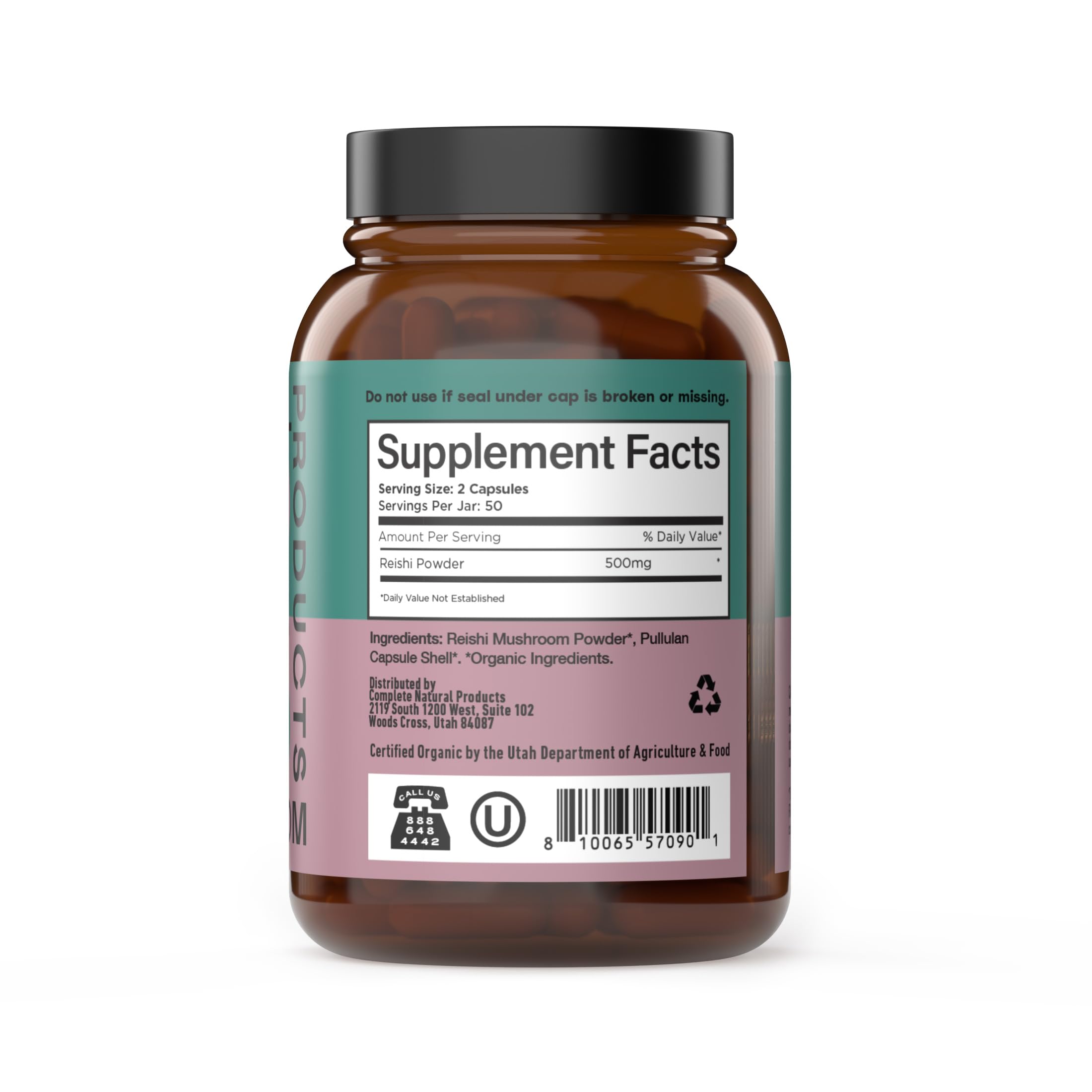 Complete Natural Products Organic Reishi Mushroom Capsules, 250mg, 100ct | Fruiting Body Extract | Plant-Based | Adaptogenic Support | Made in USA | Organic & Kosher Capsules — Amazon image 3