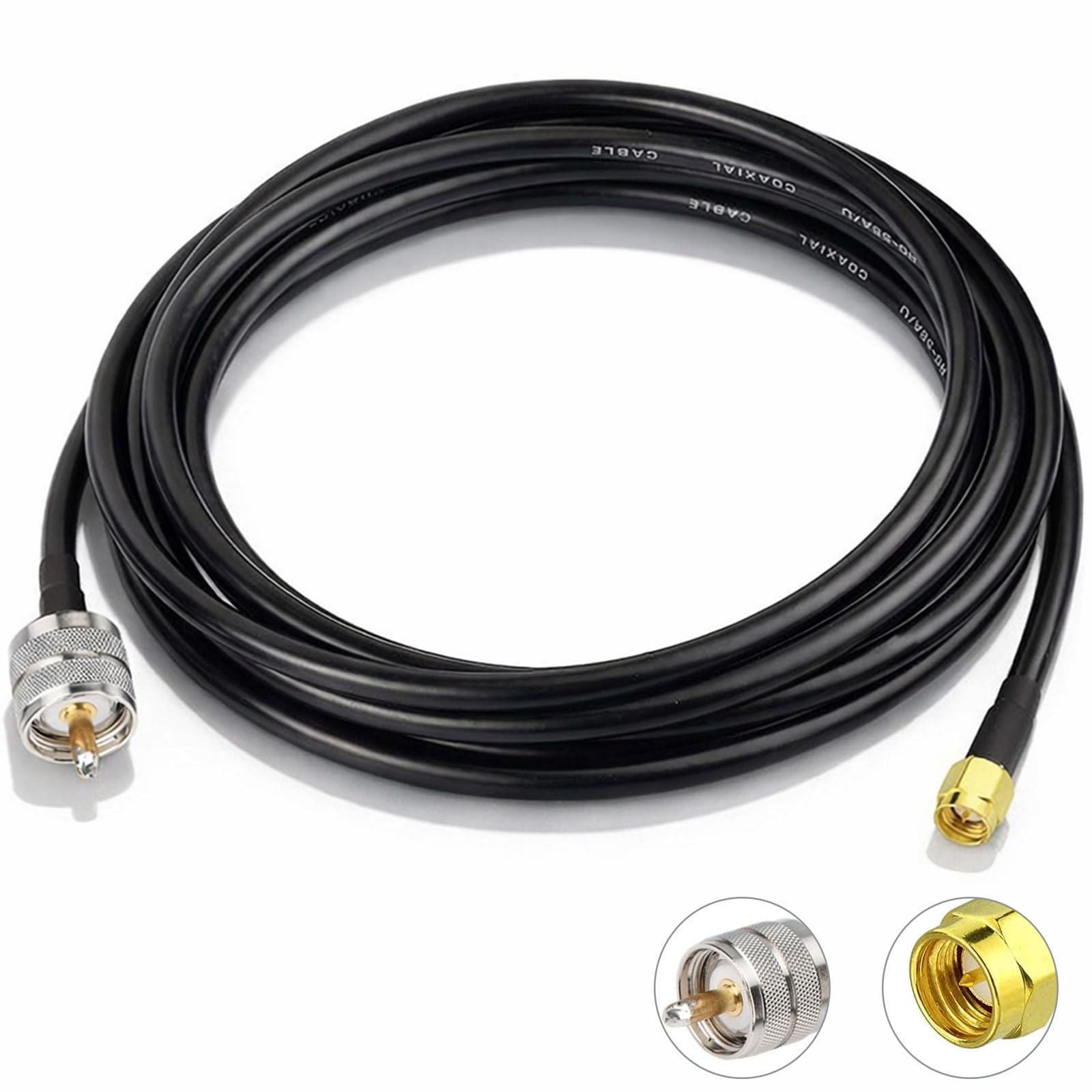 AmiCera SMA zu UHF Koaxialkabel, RG58 1m SMA Stecker auf UHF