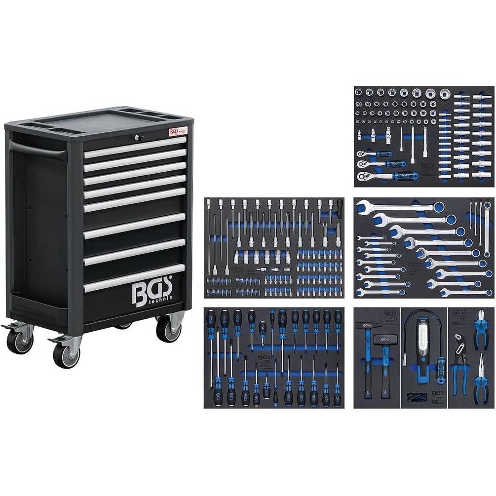 Servante d Atelier Profil Standard 8 Tiroirs - 234 Outils Complets - Organisation et Efficacité en Atelier - D-Work
