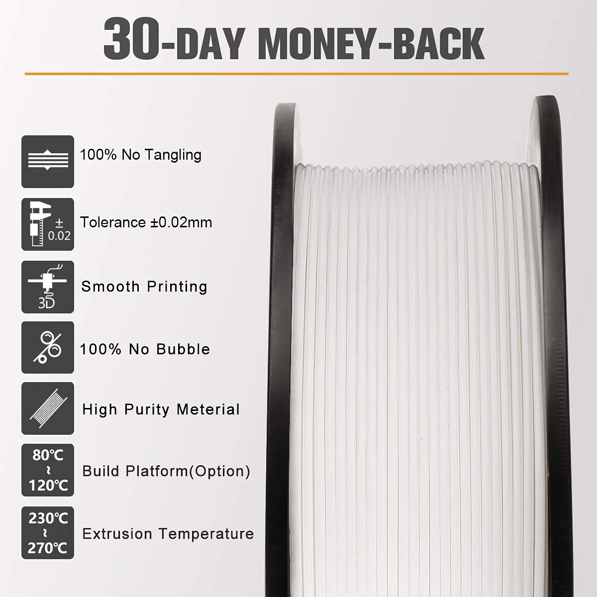 SUNLU ABS 3D Printer Filament, 1.75 ABS Filament Dimensional Accuracy +/- 0.02 mm, 1 kg Spool (Black+White)