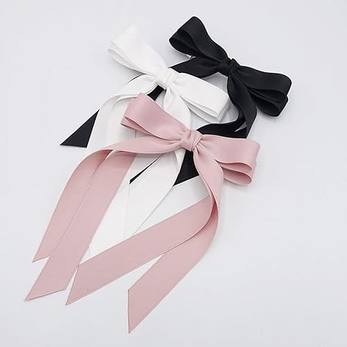 Miniatura 2 de Ayesha Lazos para el pelo, 3 colores, lazo de cinta para mujer, pinzas para el pelo de coqueta rosa, pinzas para el cabello pasadores con lazo para