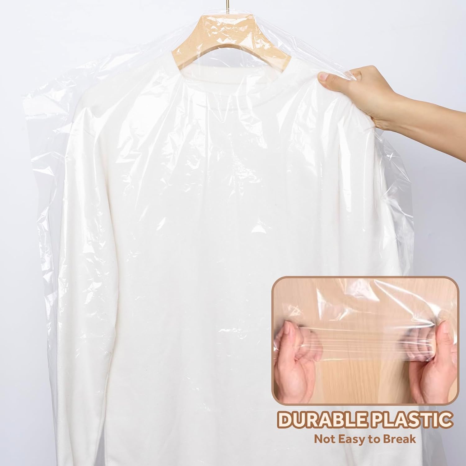 43 Pack Clear Dry Cleaning Bags, Plastic Garment Bags for Clothes