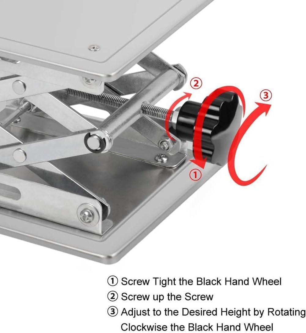 Mesa de elevación manual, plataforma de elevación de tijera de acero inoxidable para coches RC y laboratorio, alta capacidad de carga, 30 x 30 cm