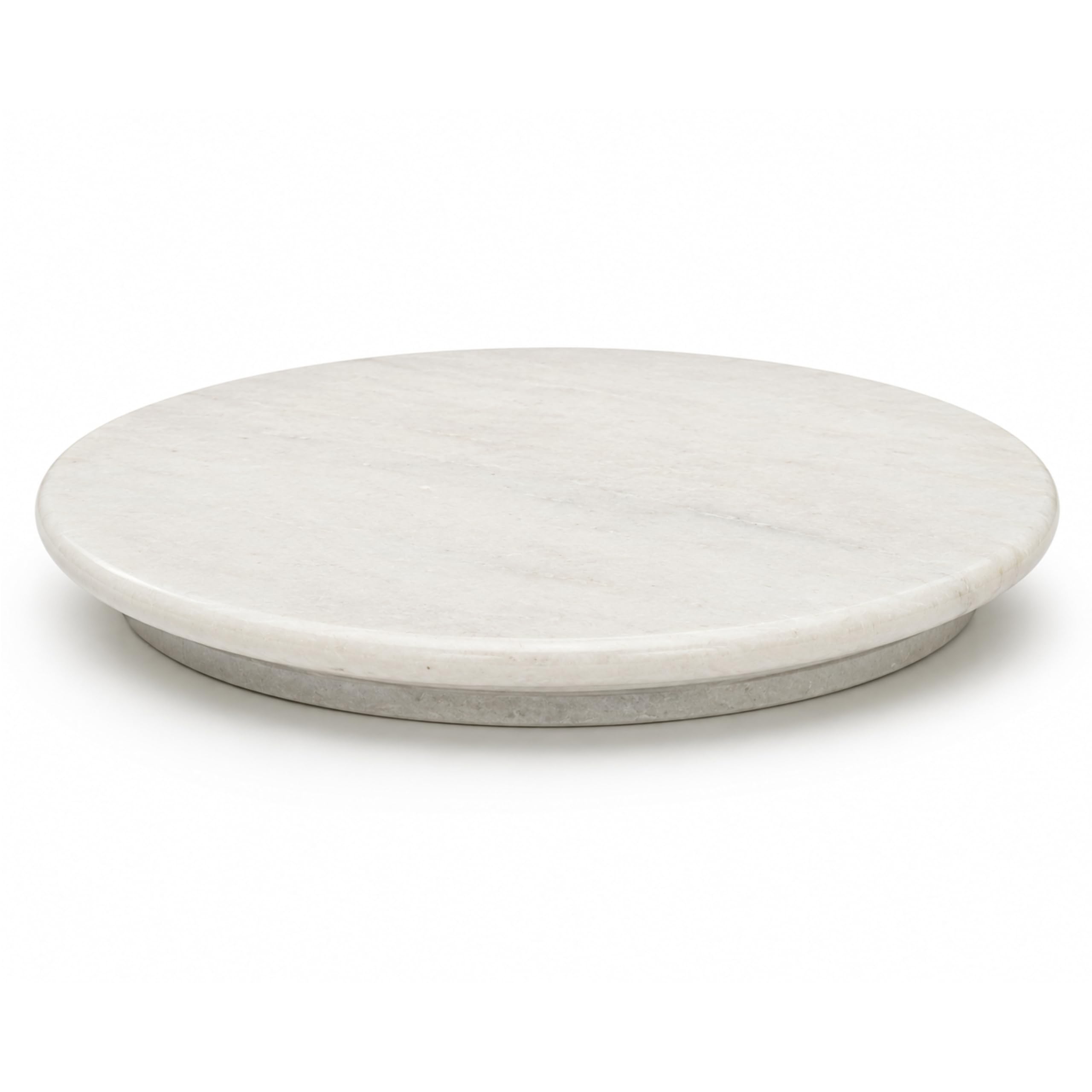 Photo 1 of 10 Inch Round White Marble Cutting & Serving Board with Elevated Base – Natural Marble Cheese Board for Charcuterie, Pizza Serving, Dessert Display & Kitchen Decor