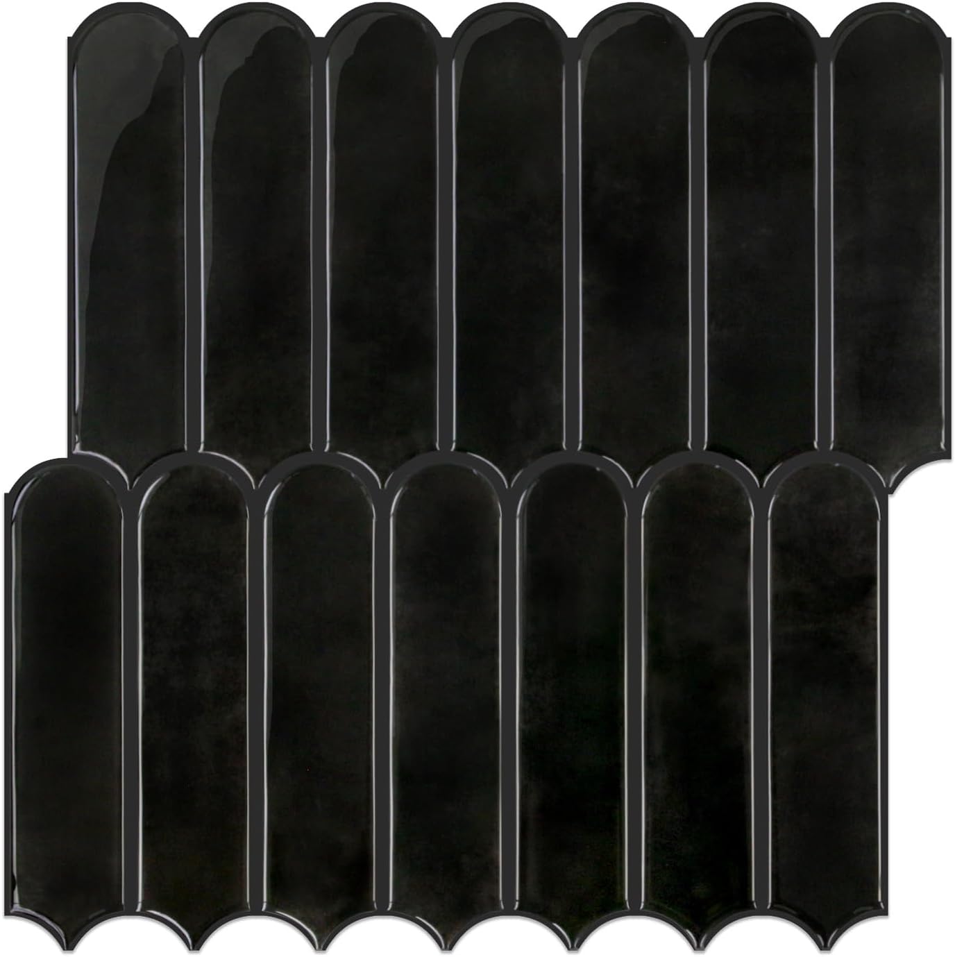 Commomy Thicker Black Peel and Stick Backsplash - 10 pcs of 12" x 12" - 3D Adhesive Peel and Stick Tiles Backsplash for Kitchen, Bathroom, Removable, Waterproof, Vinyl Wall Tile