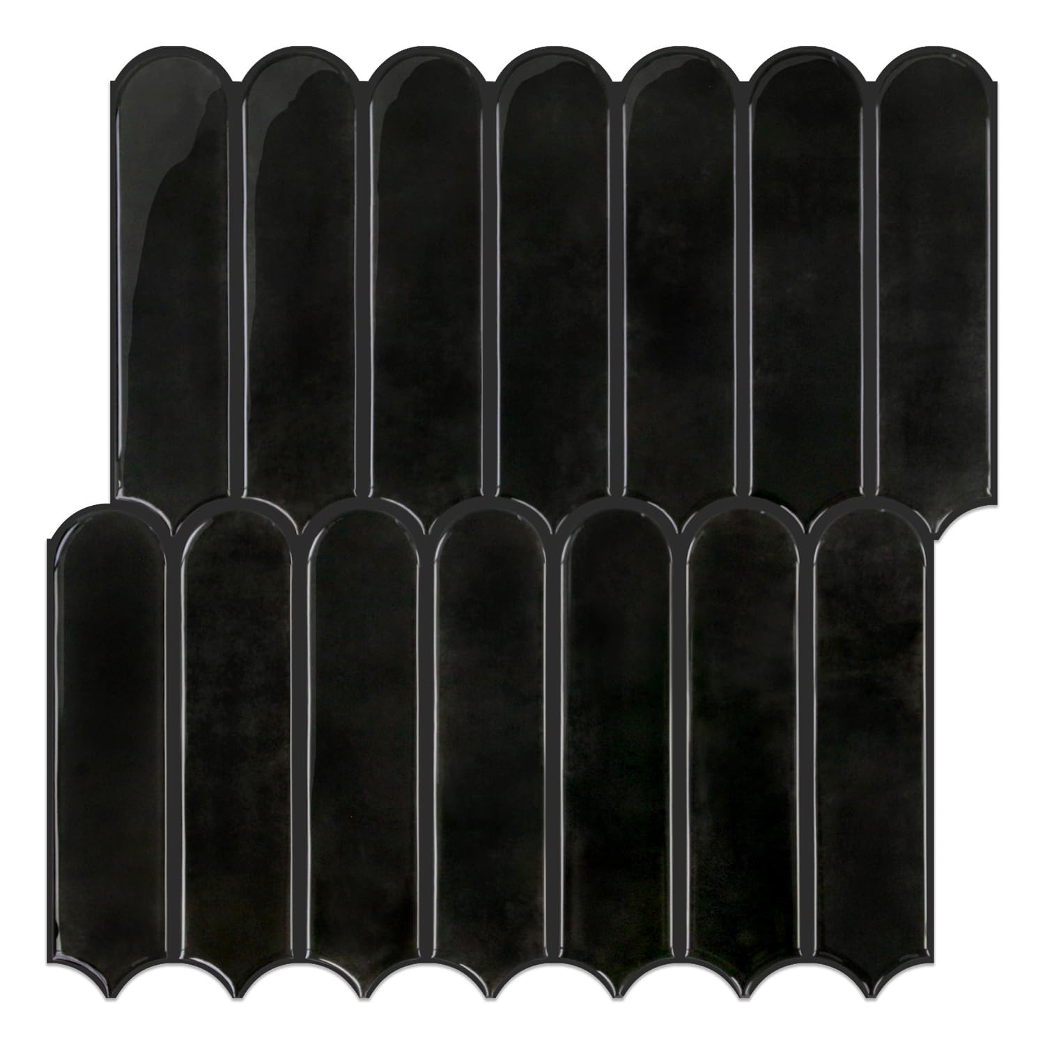 Commomy Thicker Black Peel and Stick Backsplash - 10 pcs of 12" x 12" - 3D Adhesive Peel and Stick Tiles Backsplash for Kitchen, Bathroom, Removable, Waterproof, Vinyl Wall Tile