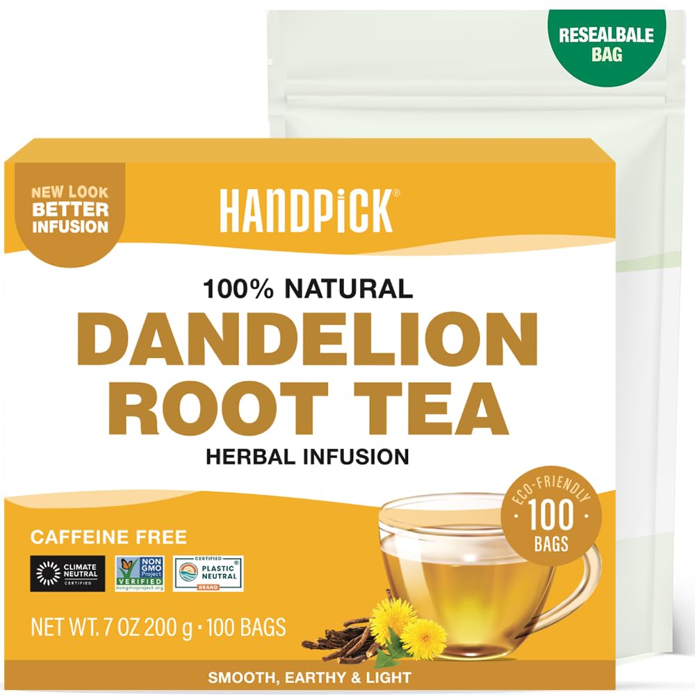 Dandelion Root & Leaf Tea Bags (100 Herbal Tea Bags) Caffeine-Free Herbal Blend | Eco-Conscious Teabags | Direct from Source