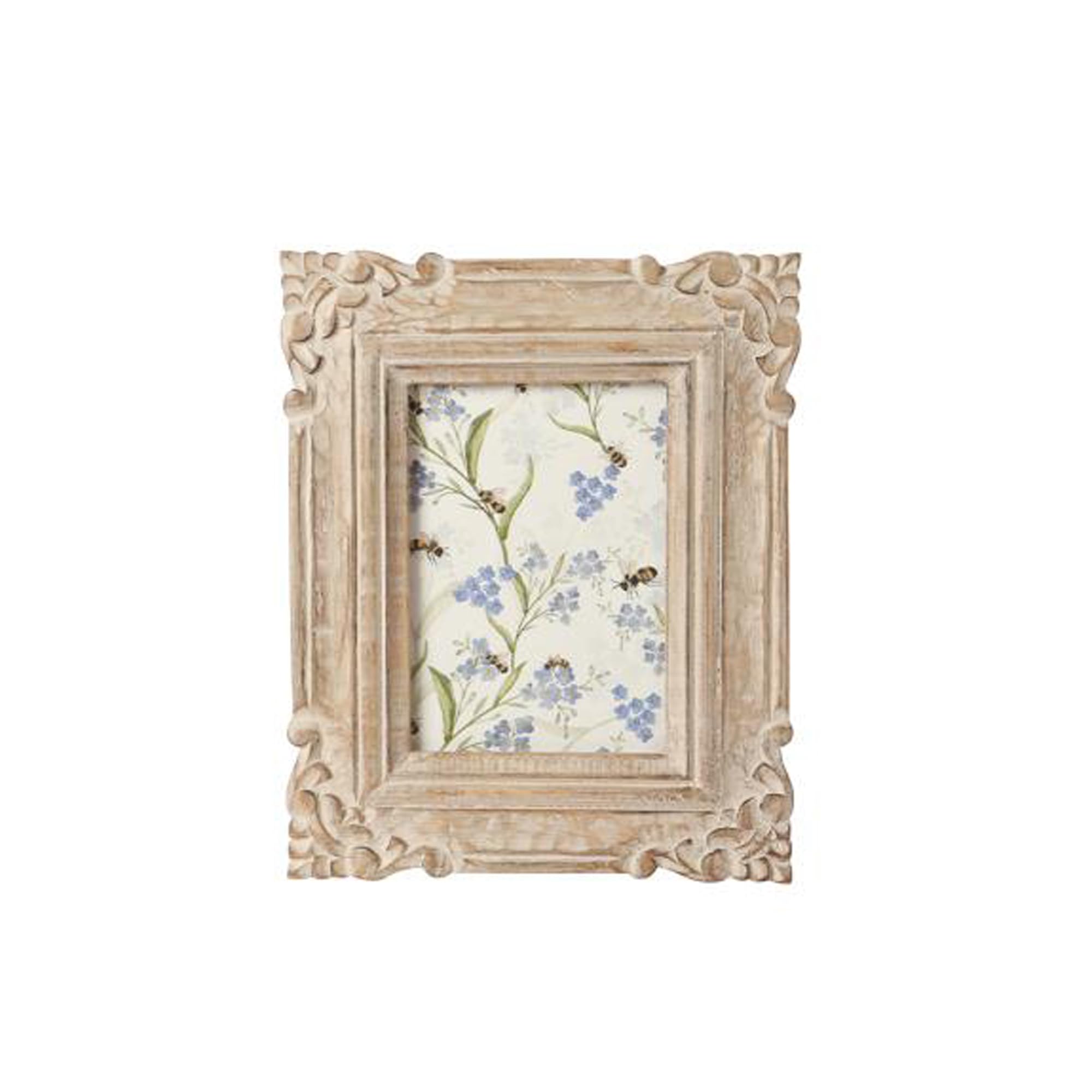IHI EST. 1986 Hand Carved Burnt Grey Wooden Photo Frame, 5 x 7 Inch Picture Frame with Ornate Scrollwork Design, Distressed Tabletop Frame for Home Office Décor, Vintage Photo Display
