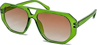 Rectangle Aviator Sunglasses, Retro Sunglasses for Women Men, Trendy Flat Frame Vintage 70s Sun Glasses