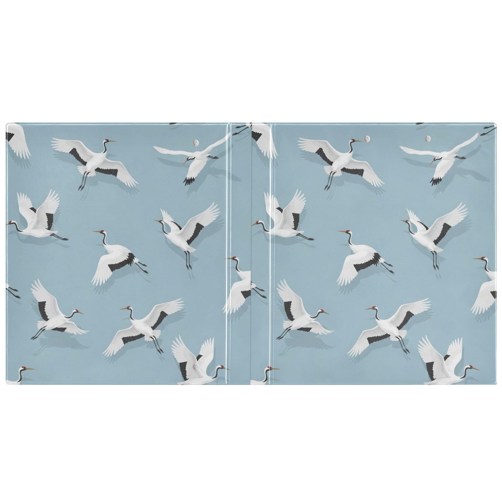 Carpeta de 3 anillos, elegante carpeta de anillos en D de pájaros, color blanco y azul, paquete de 2 | Con portapapeles y bolsillos, para escuela, universidad, oficina