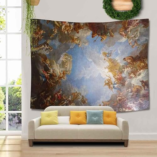 Miniatura 4 de UHOMETAP Tapices de decoración retro, Versalles Arte Francés Tapices Decorativos Pintura Europea Arte Decoración de Techo Apartamento Dormitorio