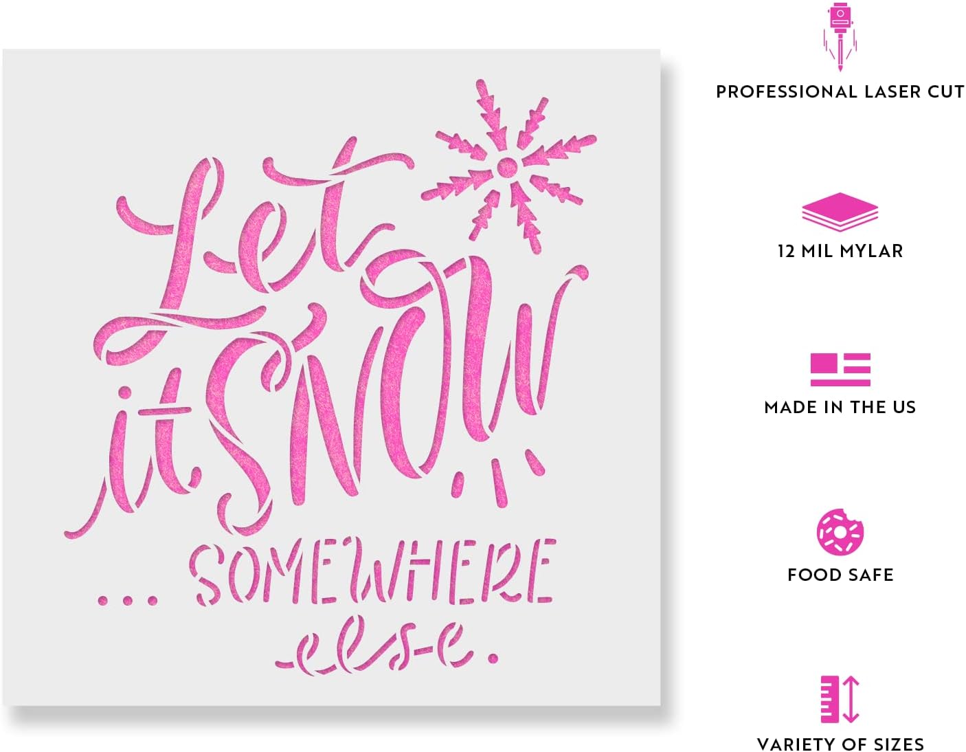 Let It Snow Somewhere Else Stencil - Large Christmas Stencils, Holiday Craft Ideas