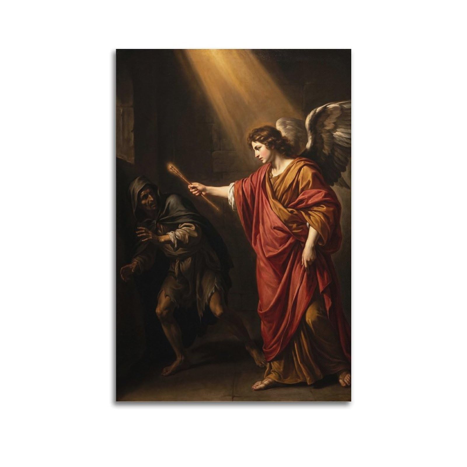 OKNGB Religious Bible Poster Archangel Raphael Banishing Asmodeus Decorative Painting Canvas Art Picture 24x36inch(60x90cm)