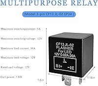 Vista 2 de Relé intermitente electrónico de 3 pines CF13 EP34, Relé intermitente de luz LED CF13 JL-02 12V, Relé intermitente de señal de giro universal