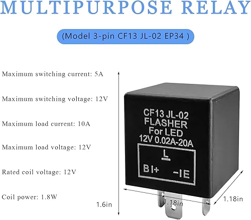 Miniatura 2 de Relé de intermitente electrónico CF13 EP34 de 3 pines, CF13 JL-02 12V LED intermitente relé intermitente, luz de señal de giro universal Falsher