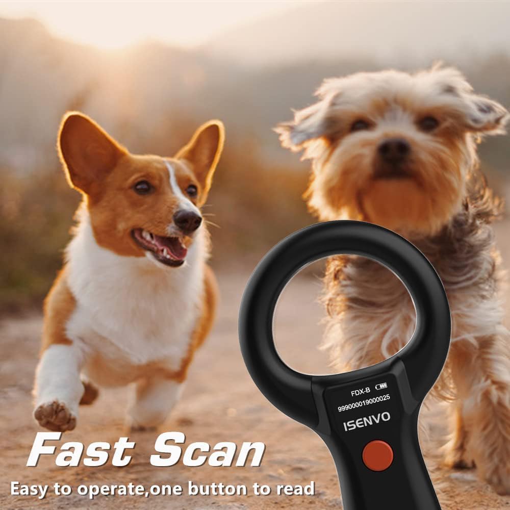 Microchip Scanner, Animal Rabbit Dog Cats Pet Microchip Reader Rechargeable RFID EMID Micro Chip Scanner 134.2kHz 125kHz 15 Digits FDX-B ISO 11784/11785 Pet Chip ID Registration (190S)